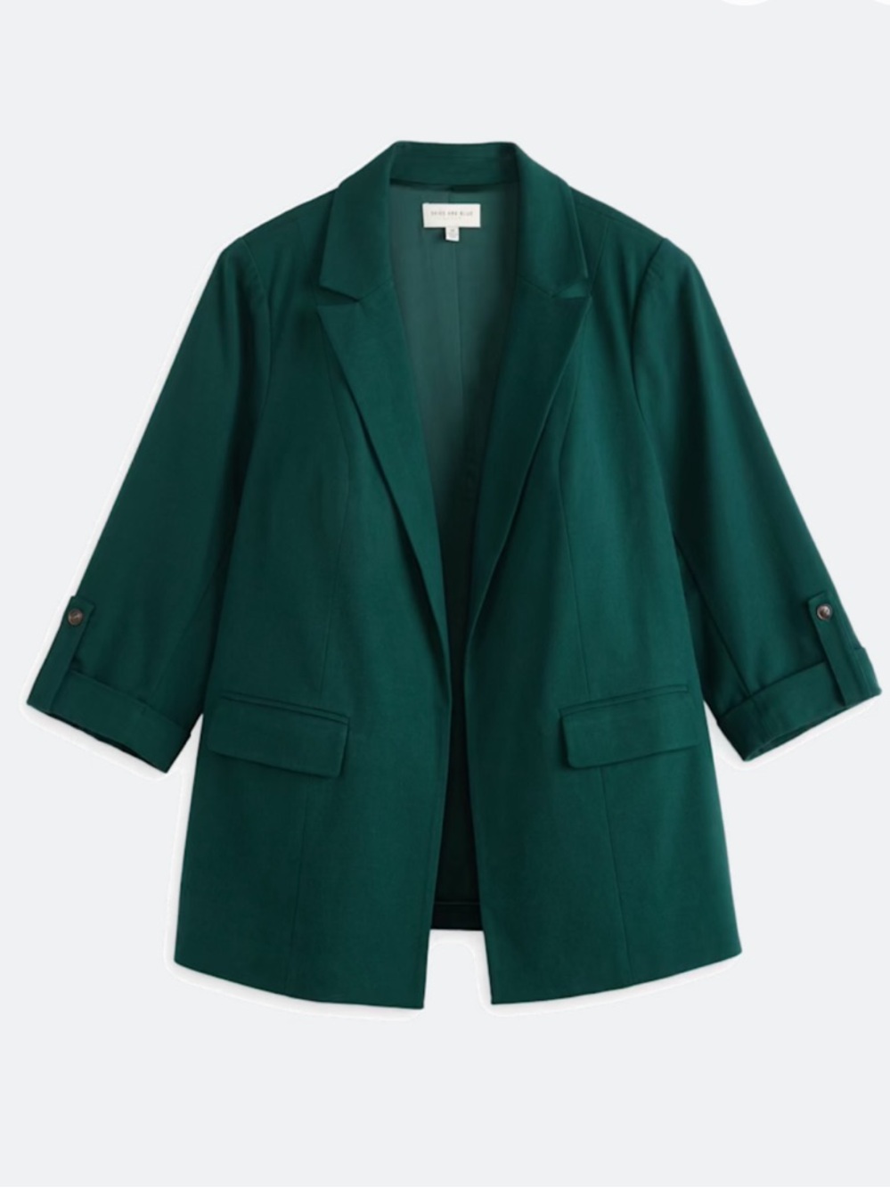 Skies Are Blue Deep Green Open-Front Blazer